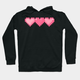 Pink Hearts in a Row Pixel Art Hoodie